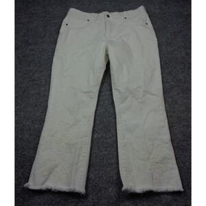 Johnny Was Jeans Womens 31 White Cropped Baby Boot Slim Fit Mid Rise Stretch